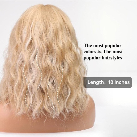 Human hair blend blonde with platinum blinde highlights wig